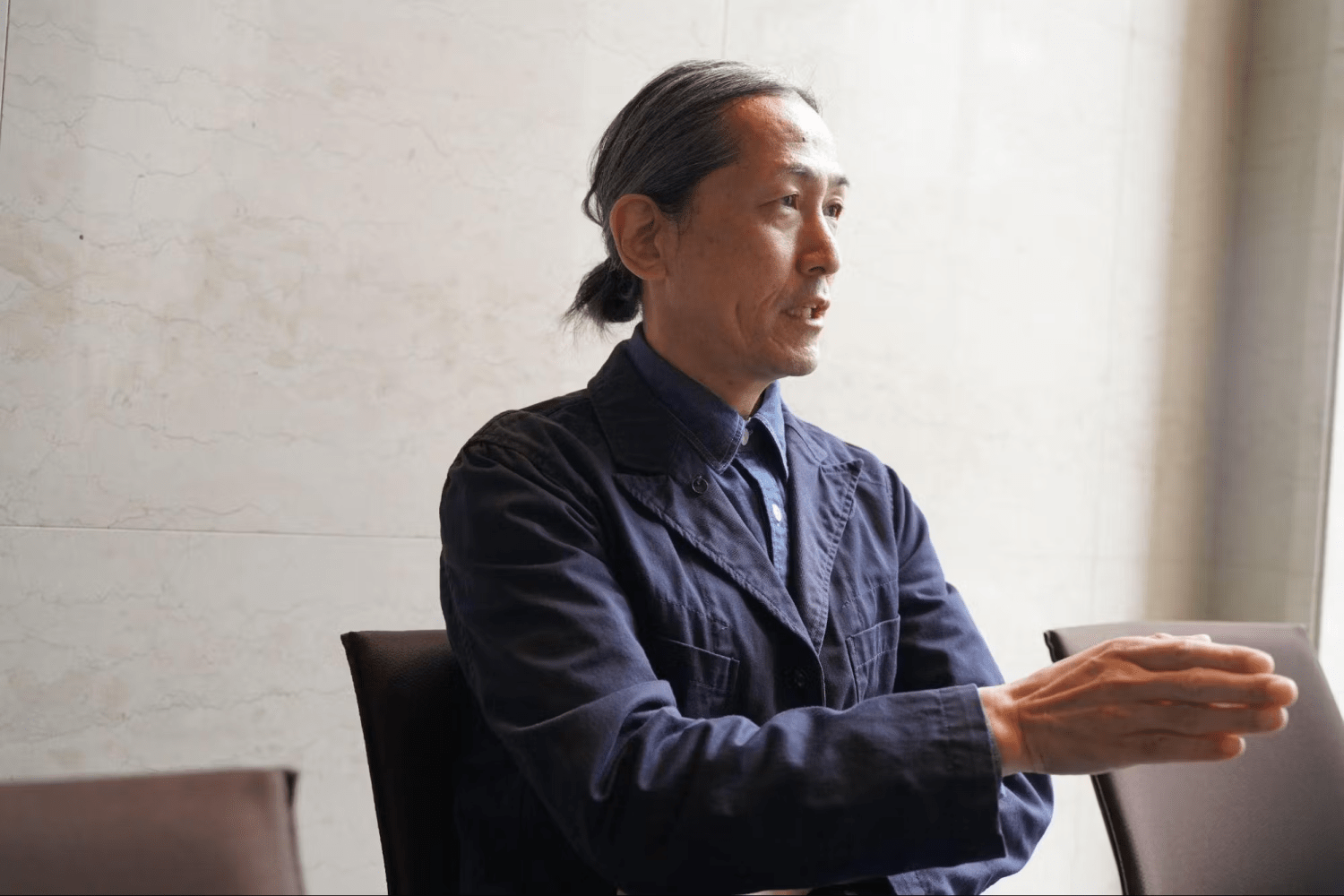 ゴールドウイン 梅田氏へのインタビュー風景