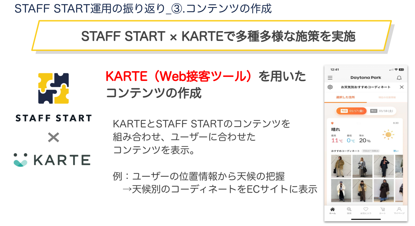 STAFF STARTとKARTE連携によるコンテンツ配信の仕組み